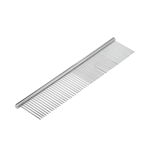 Pettine in metallo per cani e gatti con denti fini e larghi, ottimo per districare, sfoltire e curare il pelo.