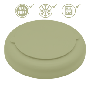 Base della ciotola antiringhio verde in silicone, rovesciata per mostrare la superficie stabile e sicura.