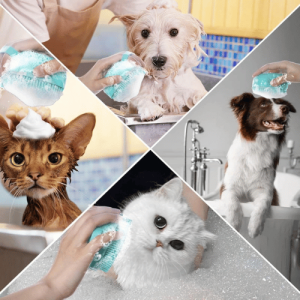 Spazzola da Bagno per Cani e Gatti in Silicone con Dispenser di Shampoo