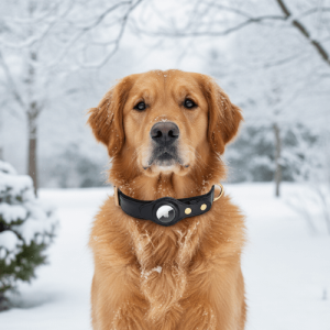 Collare per Cani in Pelle con Porta Airtag Sicura