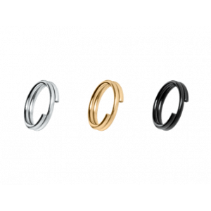 Anelli a spirale in acciaio inossidabile Set 3 anelli divisi in acciaio inox da 10 mm: argento, oro e nero, finitura lucida e antiruggine per medaglietta cane.