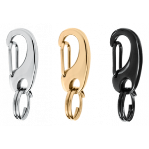 Clip ad attacco rapido in acciaio inossidabile Set 3 clip in acciaio inox per medaglietta cane: argento, oro e nero, ciascuna con anello da 10 mm per collare.